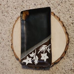 Earth Flower Seagull Studio Small Rectangle Dish Brown & Black